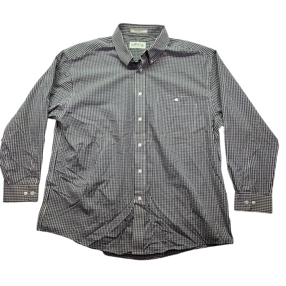 Orvis Other - Orvis Shirt Mens XXL Gingham Plaid Black White Button Down Cotton Long Sleeves